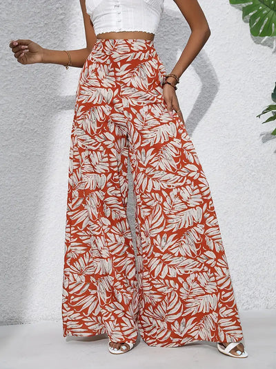 Jacinta | Boho Pflanzenprint Weite Hosen