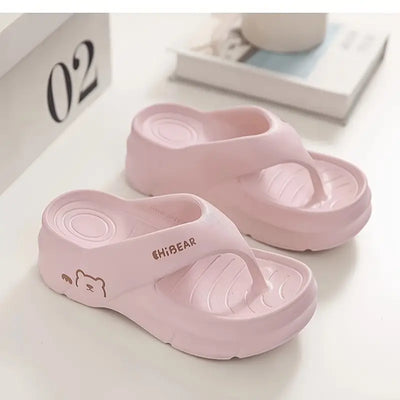 Maya - Stylische schwarze EVA-Flip-Flops für Frauen mit niedlichem Bärendesign