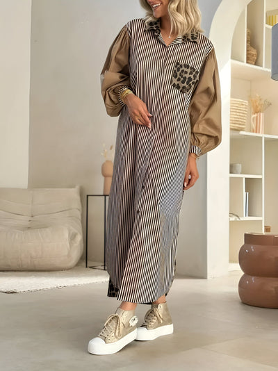 Arris | Stylisches Maxikleid mit Leopardenmuster & Streifen