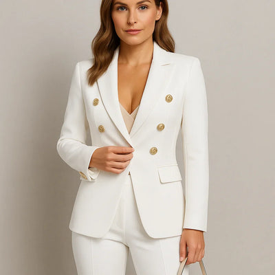 Damen Anzug Set Zweireihig Slim Fit Blazer & Hose