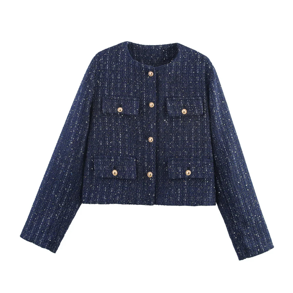 Damen Kurzjacke mit Knopfdetails und geradem Schnitt