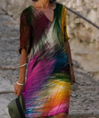 Lässiges Minikleid mit Blumenmuster und 3/4 Ärmeln für Damen