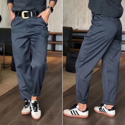 Damen gestreifte Pantalon mit lässigem Schnitt