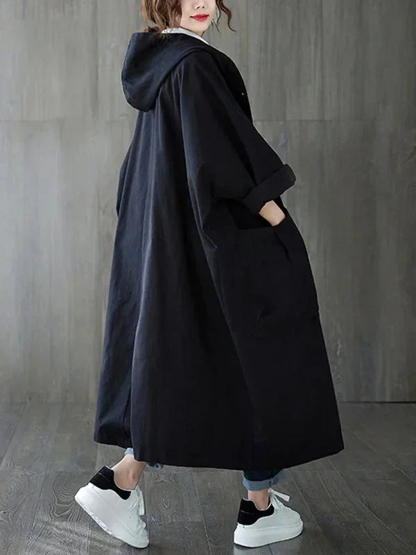 Damen Kapuzen Trenchcoat mit großen Taschen