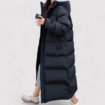 Lange Winter Pufferjacke für Damen mit Kapuze