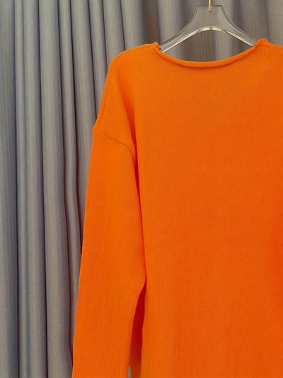 Damen Oversize Pullover mit V-Ausschnitt und Statement-Print