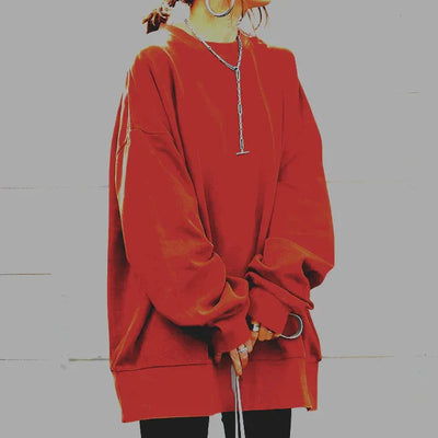 Damen Oversized Pullover mit Rundhalsausschnitt und langen Ärmeln