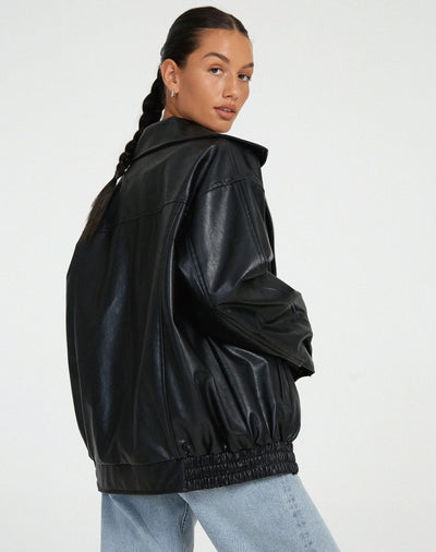 Damen Oversized Jacke im Biker-Stil