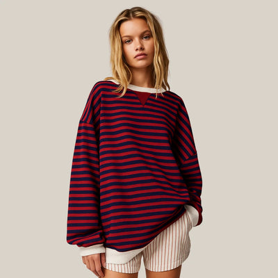 Damen Oversized Pullover mit Streifenmuster