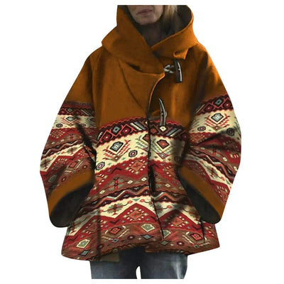 Damen Poncho Mantel mit Kapuze im Ethno-Stil