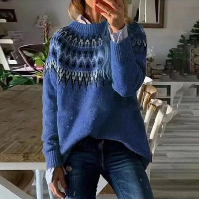 Damenpullover mit Fair Isle Muster und entspanntem Schnitt