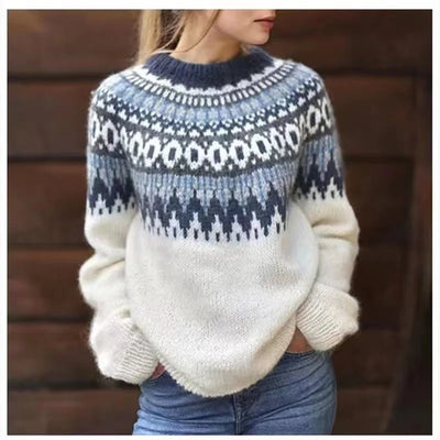 Damenpullover mit Fair Isle Muster und entspanntem Schnitt