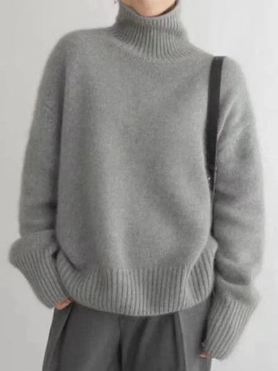 Oversize Damen Rollkragenpullover mit überschnittenen Schultern