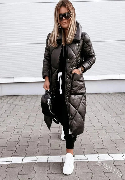Damen Steppjacke mit hohem Kragen und Reißverschluss
