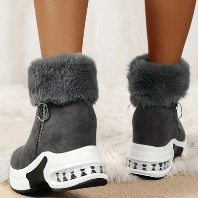 Damen Winter Sneakers mit seitlichem Reißverschluss und Plüschfutter