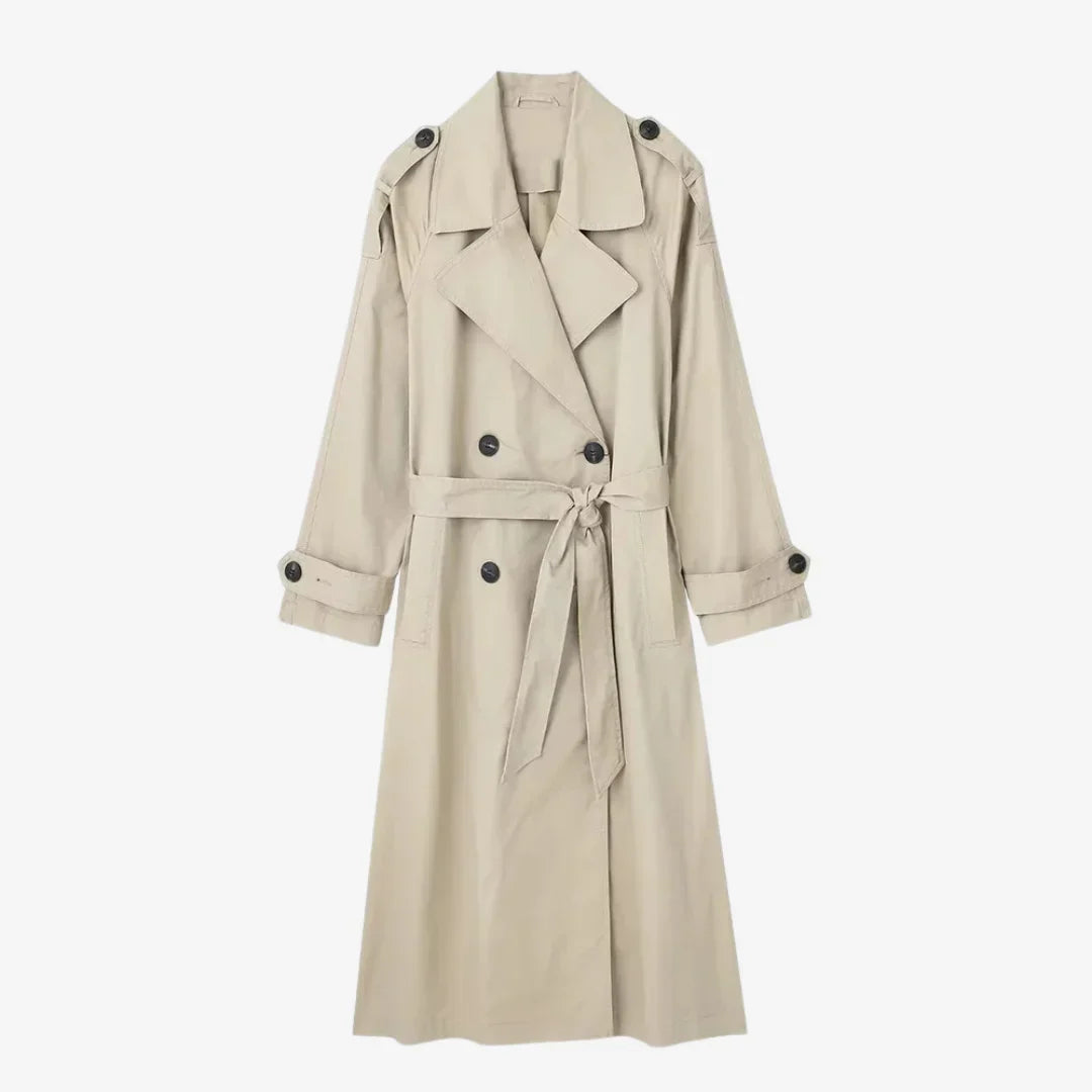 Damen Trenchcoat mit Gürtel und Knopfdetails