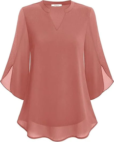 Damenbluse mit Flatterärmeln und V-Ausschnitt