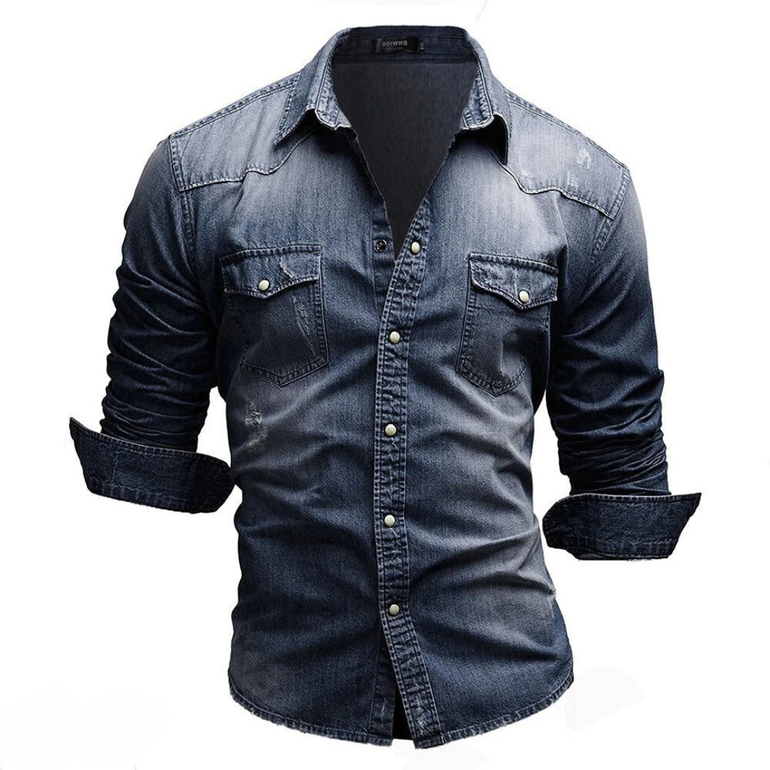 Langärmeliges jeanshemd für männer
