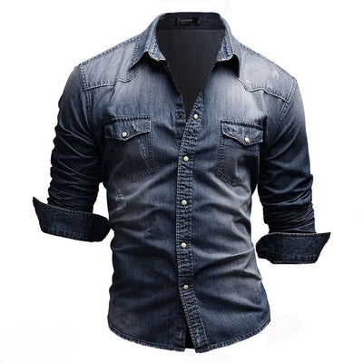 Langärmeliges jeanshemd für männer