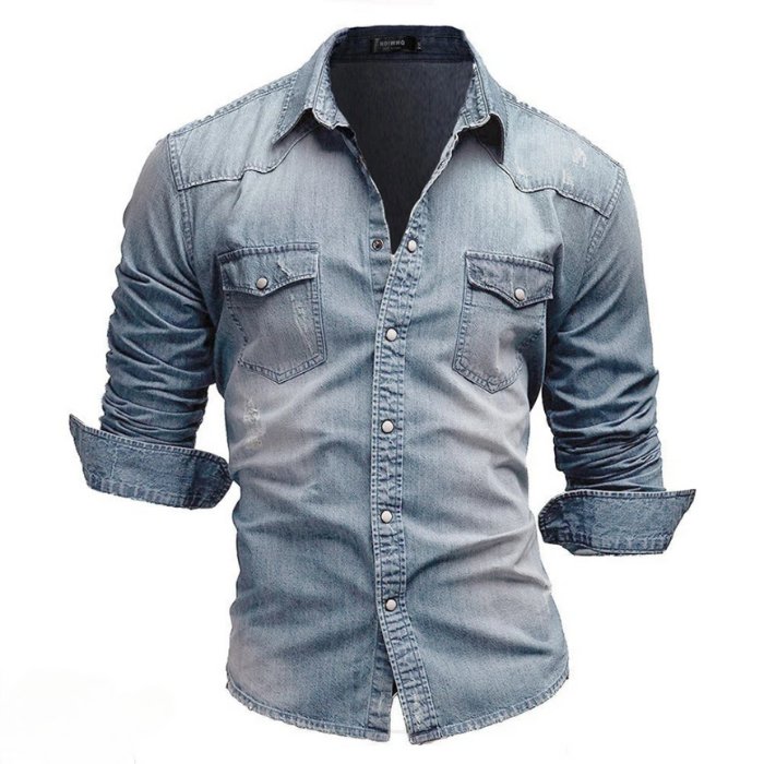 Langärmeliges jeanshemd für männer