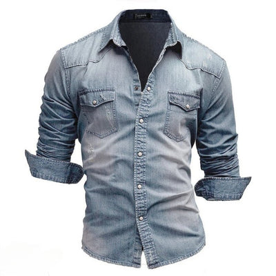 Langärmeliges jeanshemd für männer