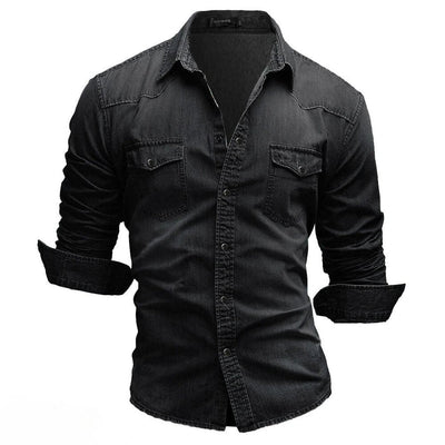 Langärmeliges jeanshemd für männer