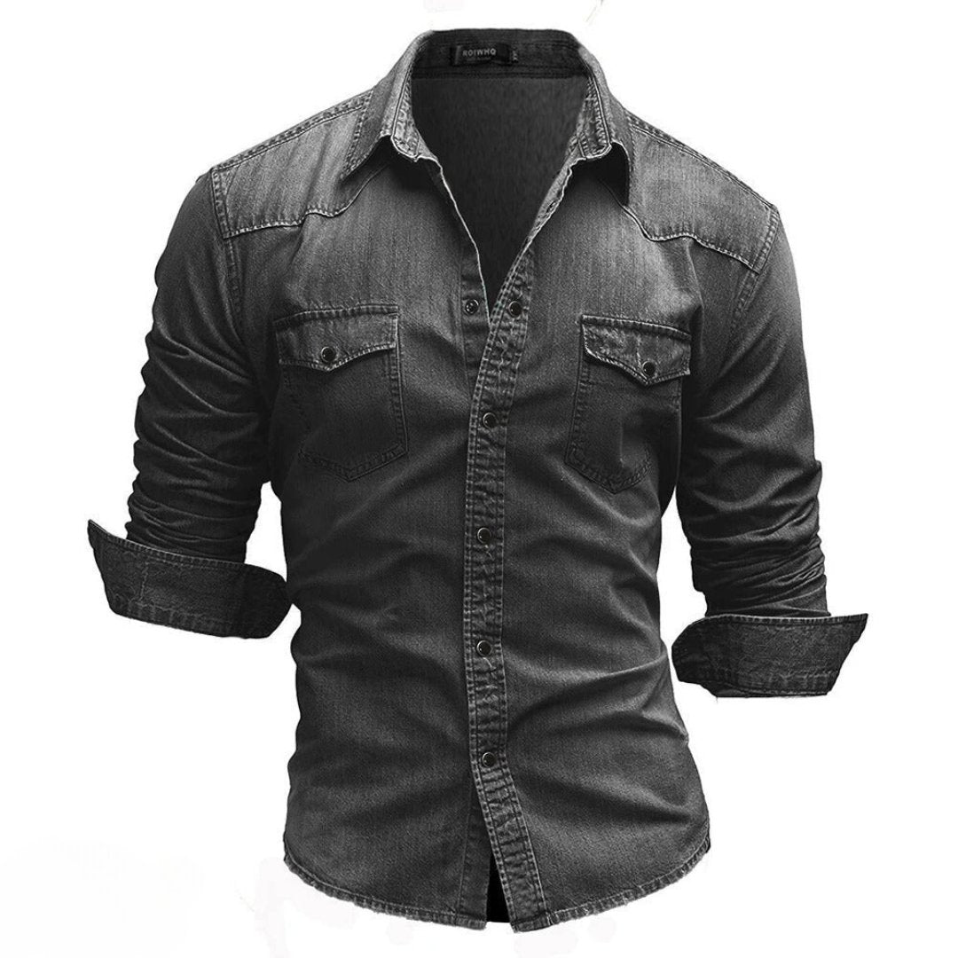Langärmeliges jeanshemd für männer