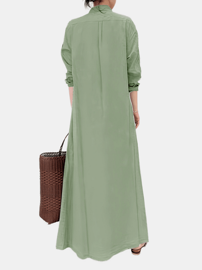 Zoe - olivgrünes hemdblusenkleid maxi