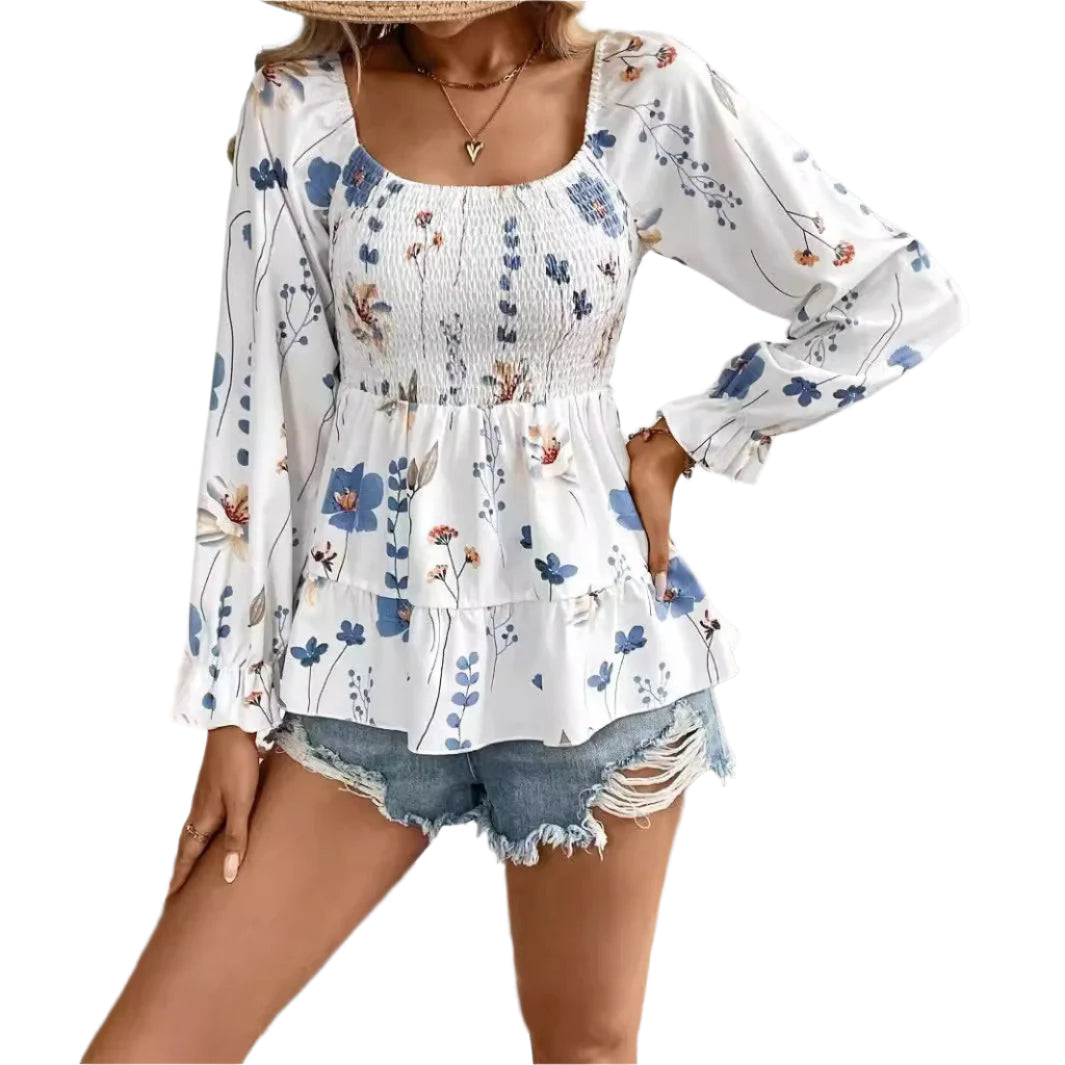 Kelly - Elegante florale Bluse mit langen Ärmeln