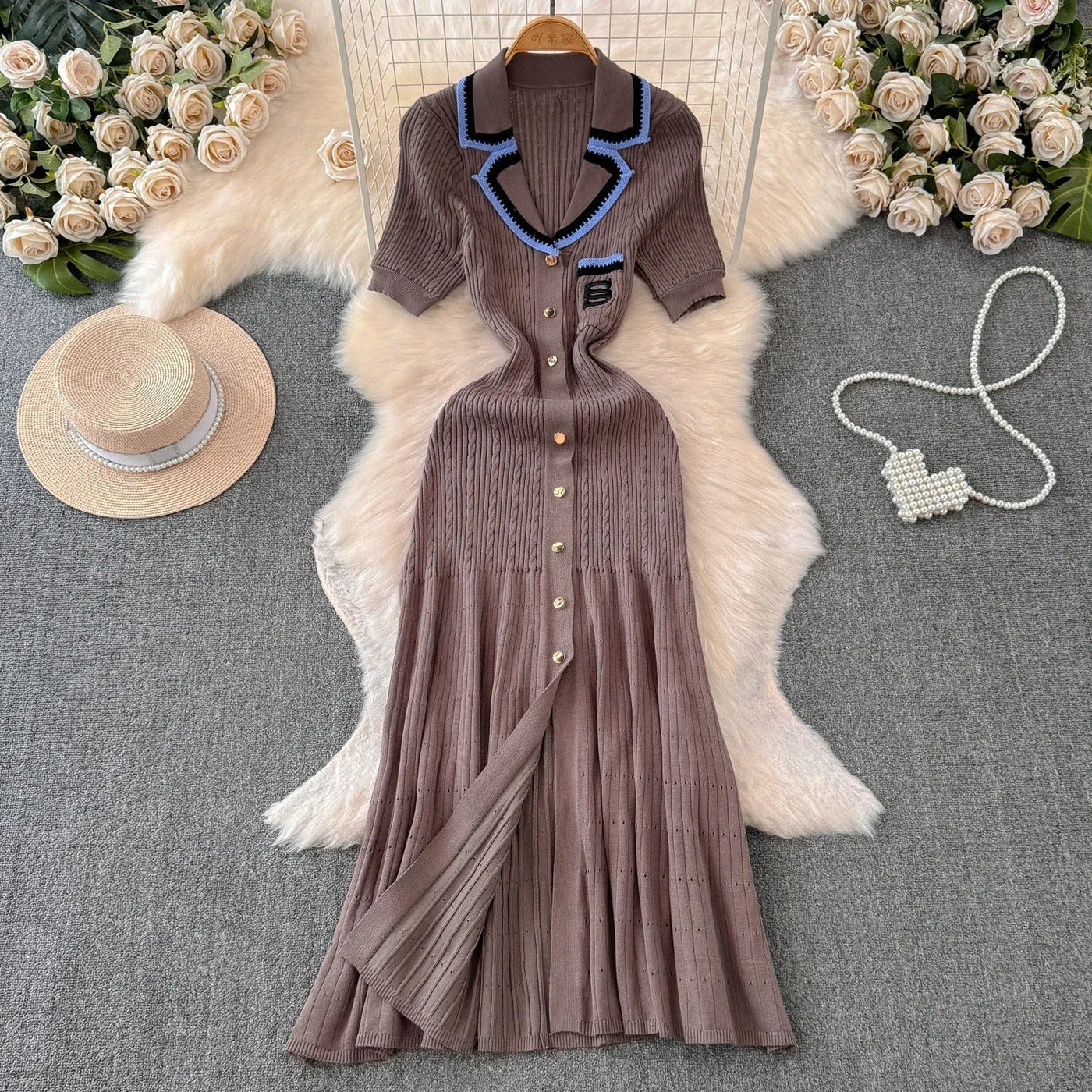 Langes strickkleid für frauen