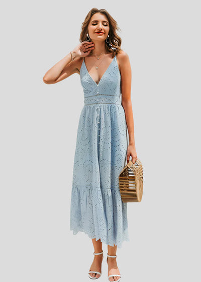 Amélie Refined Lang Sommerkleid mit Dünnen Trägern