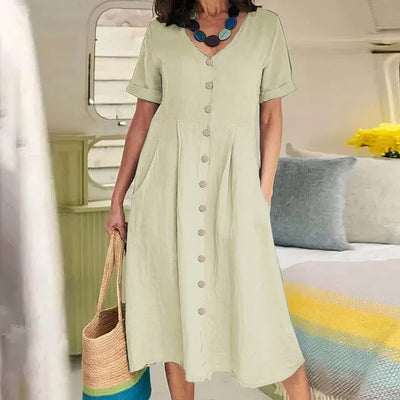 Kleid aus leinen und baumwolle für frauen