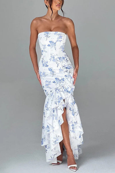 Lindsay® | Sexy Off-Shoulder-Maxikleid mit schmaler Passform und unregelmäßigem Saum