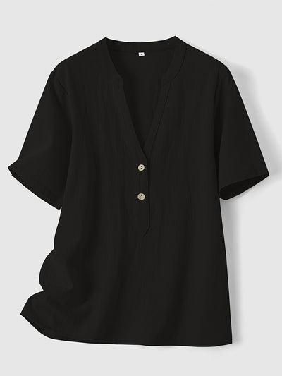 Sharron – Elegante Blusa V-Ausschnitt Mit Knopf