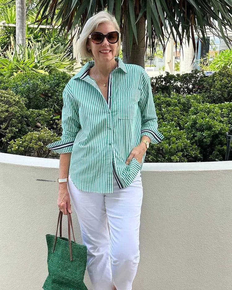 Ula - Gestreiftes Hemd mit Knopfleiste