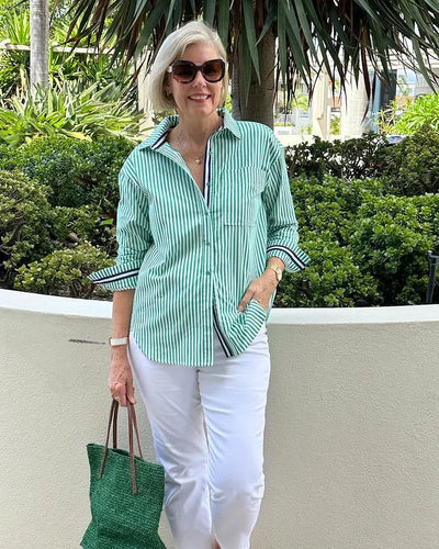 Gestreiftes Button Down Hemd Für Damen | Klassisch