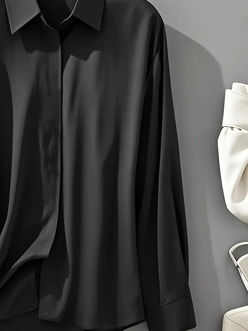 Amiliana - Elegantes Langärmeliges Hemd Mit Knopfleiste