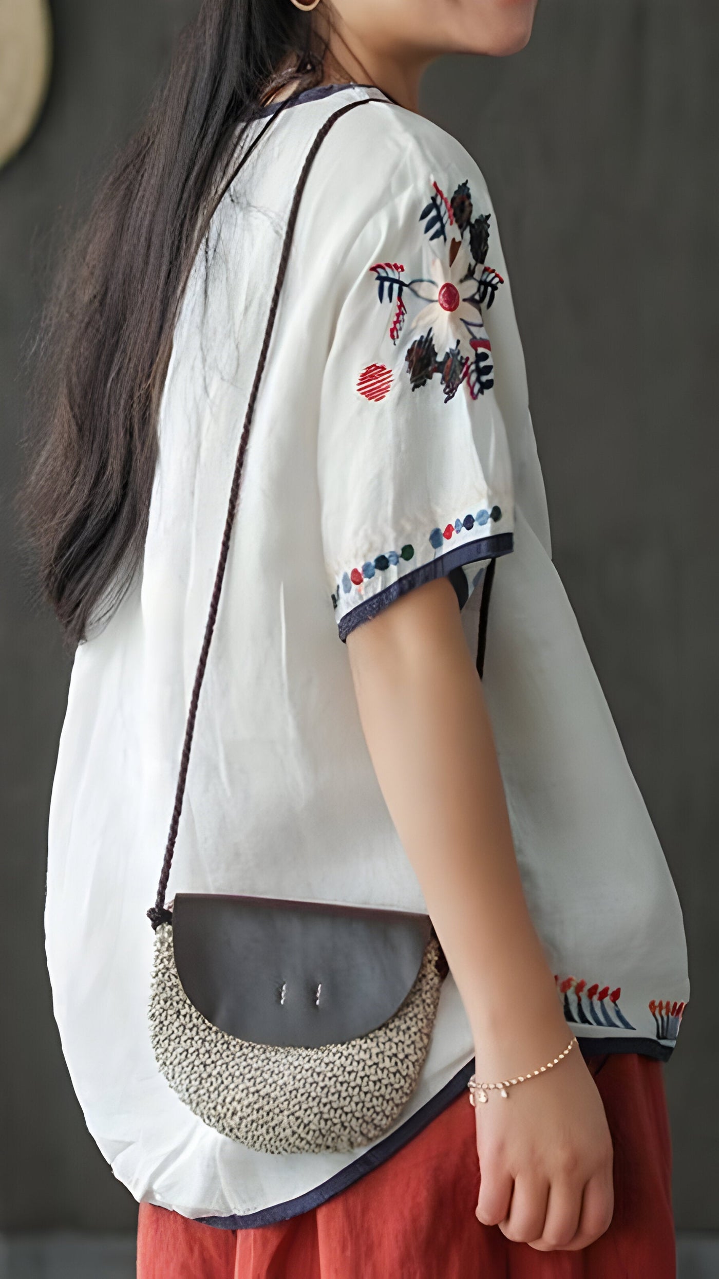 Ginevra | Bestickte, lose ethnische Bluse