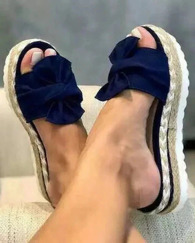 Damen Sommer Sandalen zum Hineinschlüpfen mit Schleife