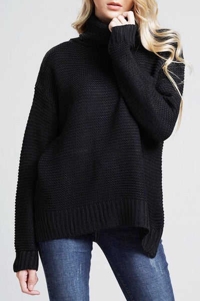Damen Lässige Grobstrickpullover | Rollkragen