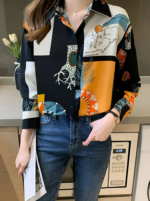 Jaslyn | vintage-inspirierte bluse mit aufdruck