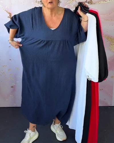 MIRAVO | Luftiges V-Ausschnitt Maxikleid mit Falten