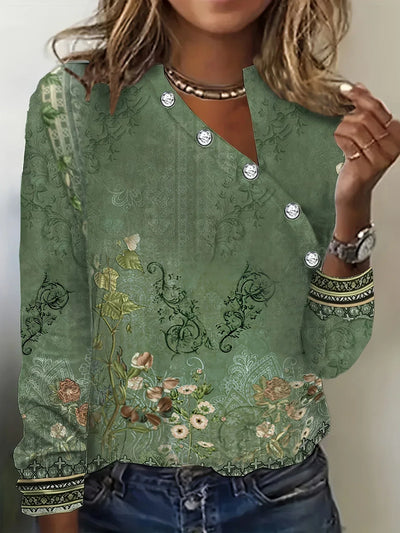 Heidi | t-shirt mit blumenmuster und asymmetrischem ausschnitt