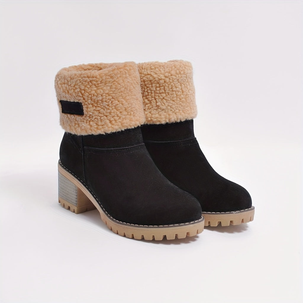 Winterschuhe Damen | Slip-On Stiefel Mit Blockabsatz