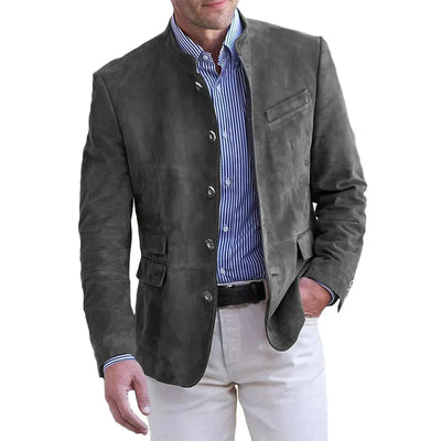 Herren Klassische Lederjacke mit Knopfverschluss