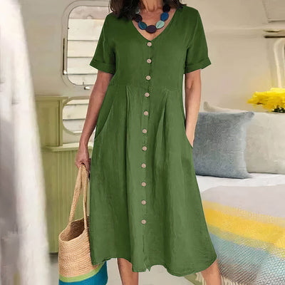 Kleid aus leinen und baumwolle für frauen