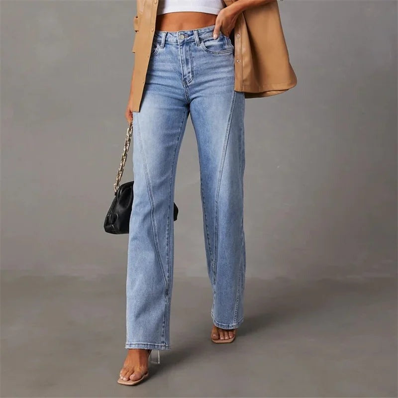 Damen-Jeans mit Weitem Bein aus Denim – Bequeme Passform