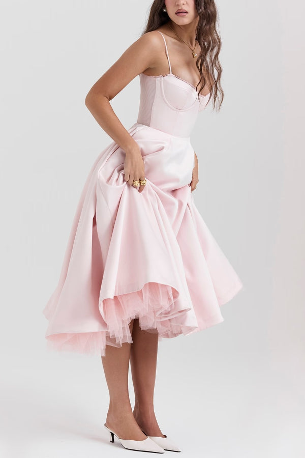 Lorraine® | Trägerloses, ärmelloses Tutu-Maxikleid mit V-Ausschnitt