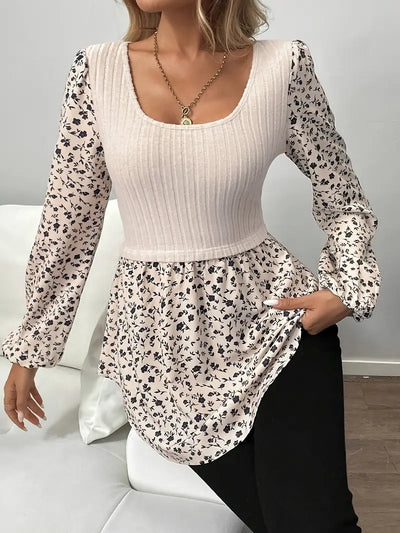 Galina | Elegantes A-Linien Strickshirt mit Blumigen Bubble-Ärmeln
