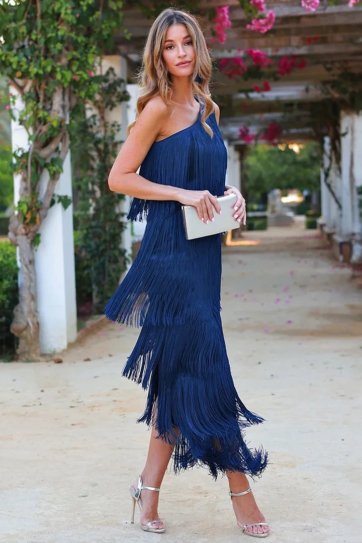 Unique one-shoulder kleid für frauen
